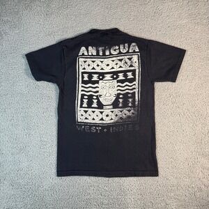 Vintage Antigua West Indies T-shirt Mens Large Single Stitch Faded Black Graphic